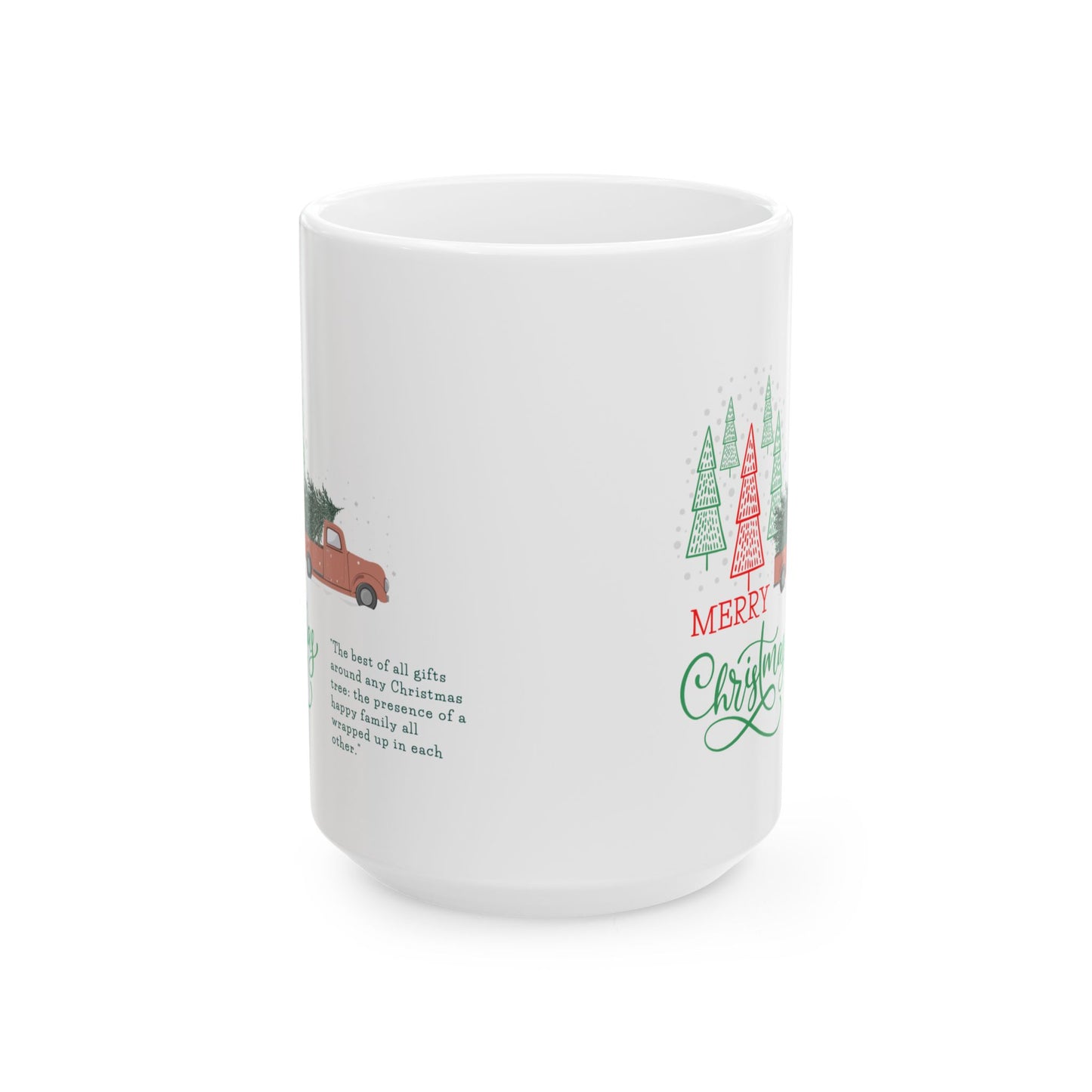 Merry Christmas Ceramic Mug, Holiday Tea or Coffee Cup
