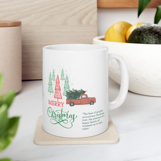 Merry Christmas Ceramic Mug, Holiday Tea or Coffee Cup