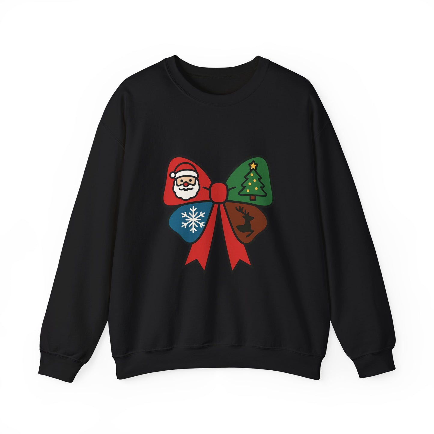 Festive Holiday Sweatshirt with Christmas Bow Design, Cozy Christmas Crewneck, Unisex Winter Apparel, Holiday Gift for Him or Her