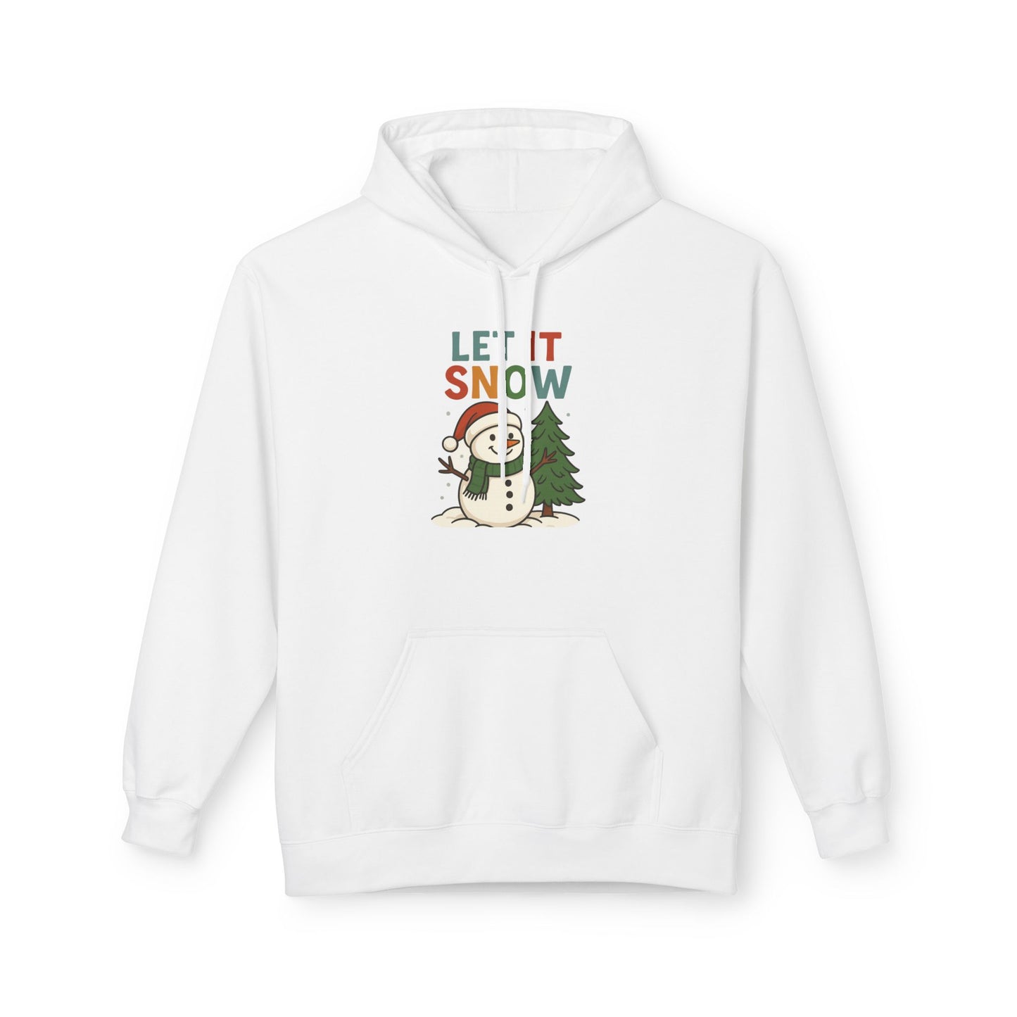 Let It Snow Fleece Hoodie | Cozy Winter Apparel, Christmas Gift, Unisex Pullover, Holiday Wear, Snowman Design