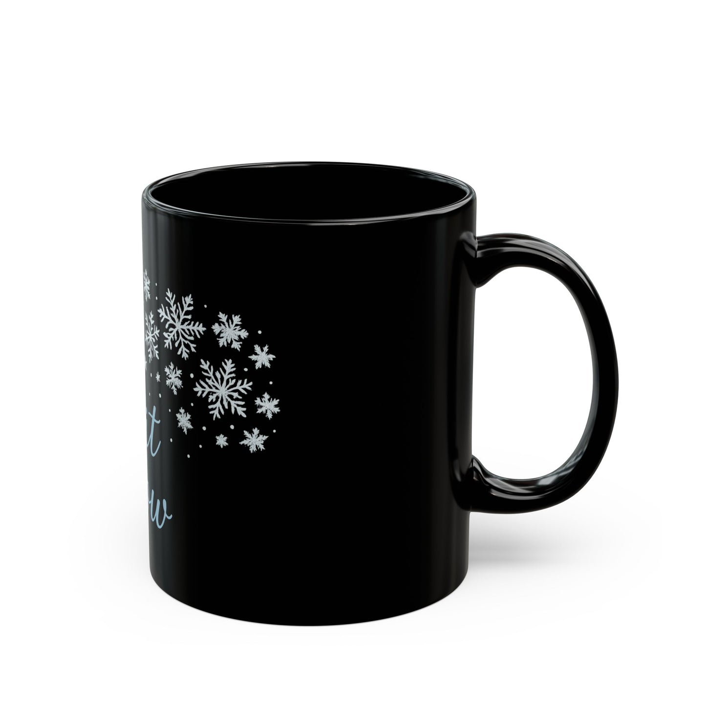 Winter Wonderland Black Mug - Let it Snow Ceramic Coffee Cup, Holiday Gift, Seasonal Drinkware, Snowflake Decor