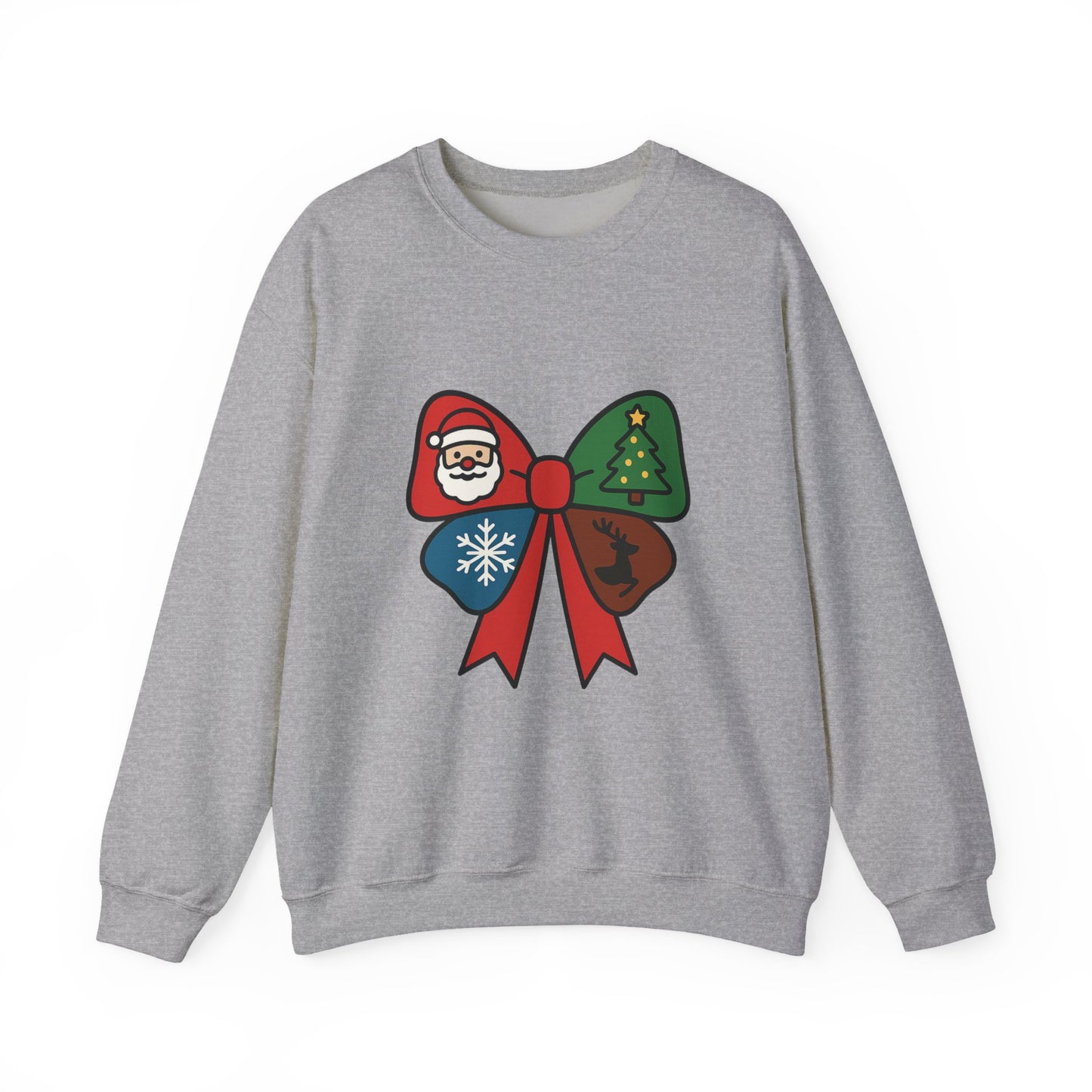Festive Holiday Sweatshirt with Christmas Bow Design, Cozy Christmas Crewneck, Unisex Winter Apparel, Holiday Gift for Him or Her