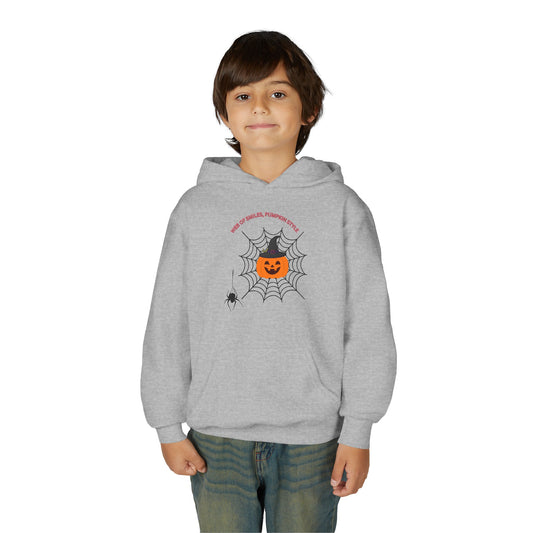 Youth Halloween Pumpkin Hoodie, Fun Fall Apparel, Kid's Cozy Sweatshirt for Halloween, Pumpkin Spice Theme, Spooky Season Must-Have