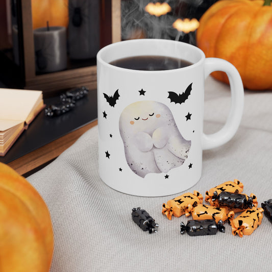 Spooky Ghost Ceramic Mug for Halloween 11oz and 15oz