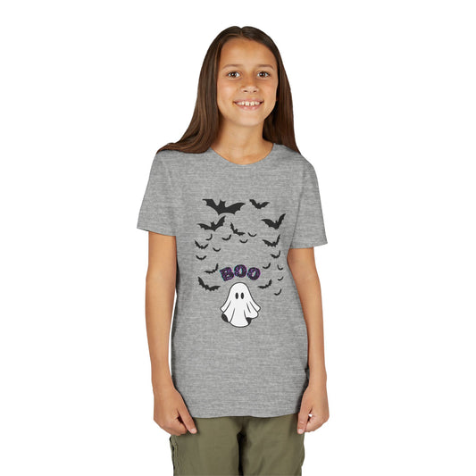 Halloween Youth Tee, Spooky Ghost & Bats Shirt