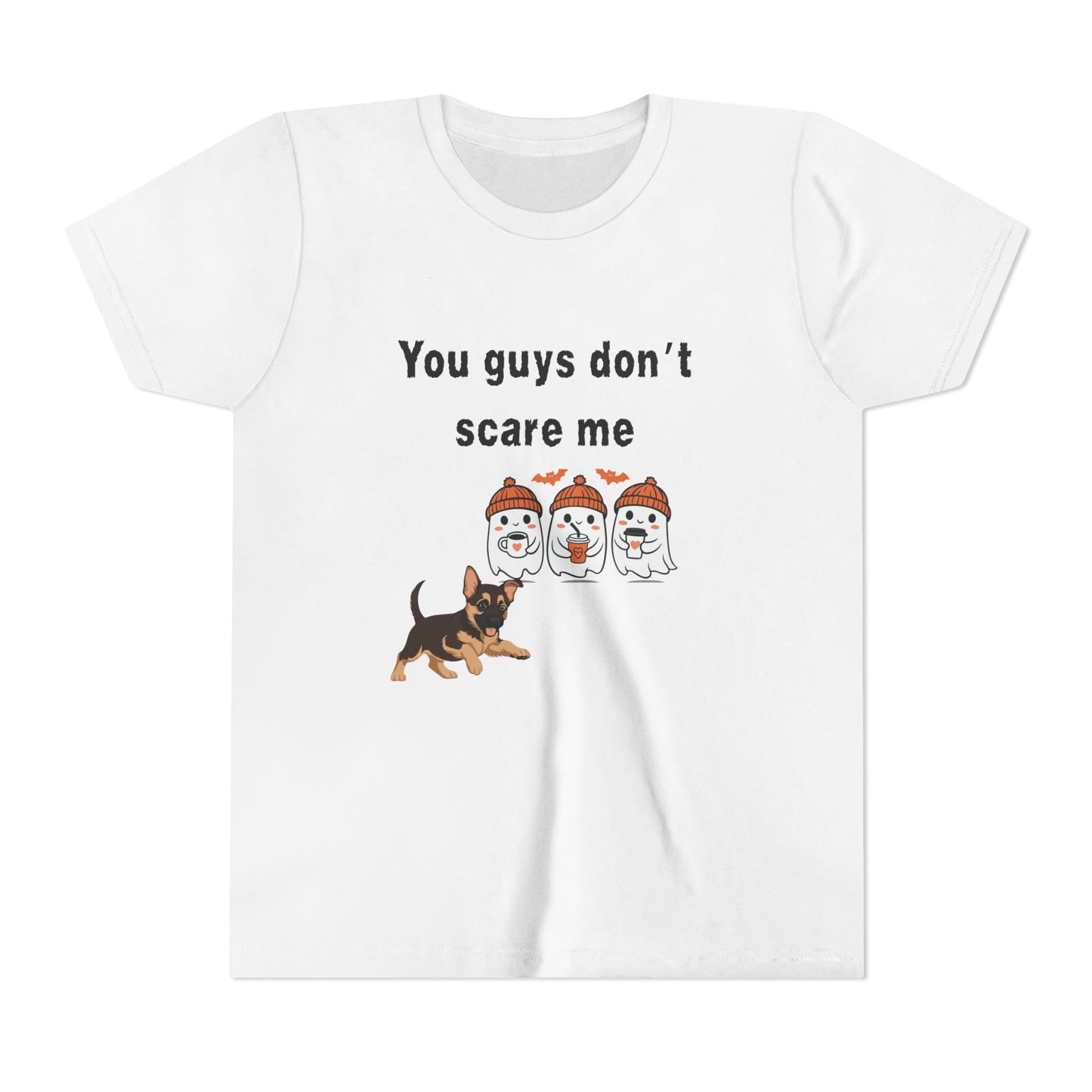 Youth Short Sleeve Tee with Fun Halloween Design, Funny Dog Scare Me Shirt