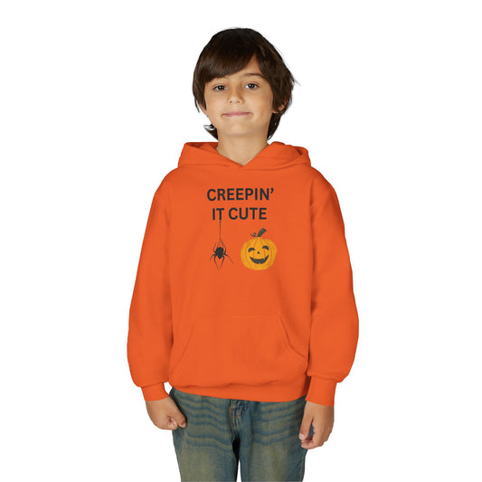 Halloween Youth Hoodie - Creepin' It Cute, Spooky Sweatshirt, Kids Halloween Costume, Cozy Fall Wear, Trick or Treat Apparel