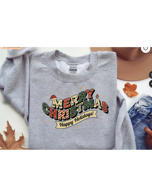 Cozy Holiday Crewneck Sweatshirt - Merry Christmas Design