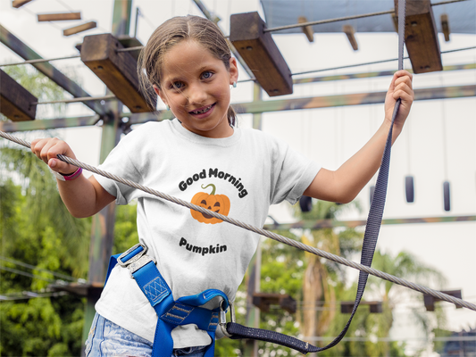 Halloween Youth Short Sleeve Tee with 'Good Morning Pumpkin' Design